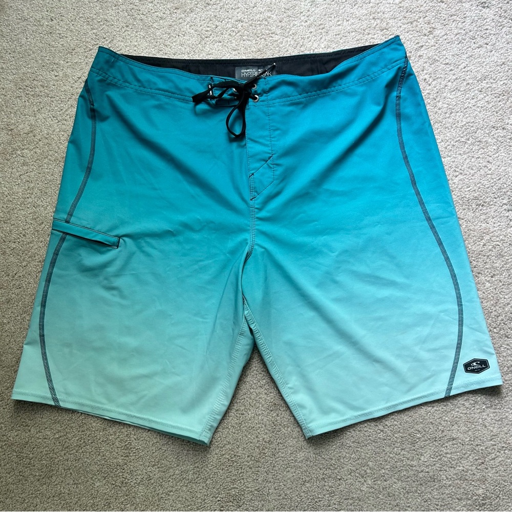 Sz 38 O'Neill Hyperfreak Board Shorts Mens Blue Stretch Surf Swim EUC